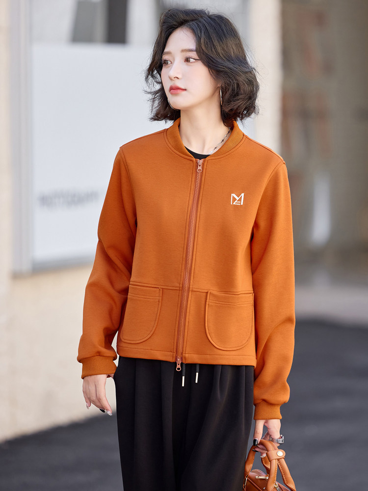 咸菜绿短外套卫衣开衫女春秋小个子休闲欧洲站欧货棒球服夹克上衣,女装短外套,梦懿尔