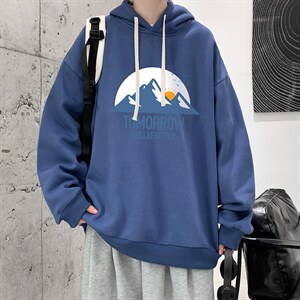 WY2235-P35 加绒款-P40 纯棉连帽卫衣男大码运动帽衫宽松薄外套男图片