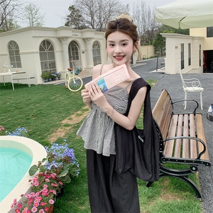 韩系减龄吊带背心阔腿裤套装女2025夏季新款高级感休闲时尚两件套图片