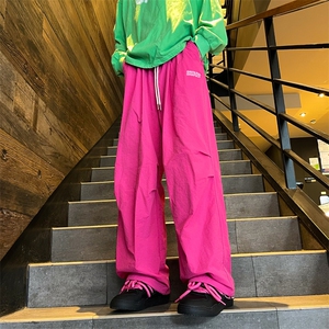 夏季新款户外露营工装裤男款宽松薄款褶皱速干冰丝直筒休闲裤图片