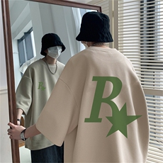 量大优重磅220克华夫格短袖T恤R星印花HT3134-P20，男装T恤，星座508（原C305）