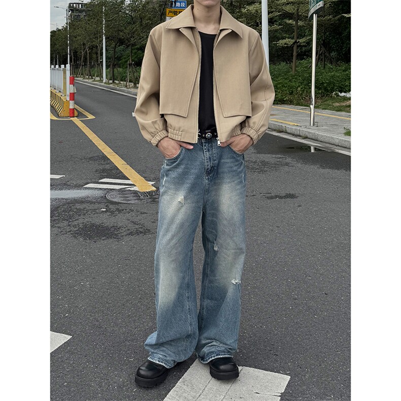 时髦个性潮流上衣宽松廓形街头感单排扣设计夹克HY826P75控118,男装夹克,电商A102B