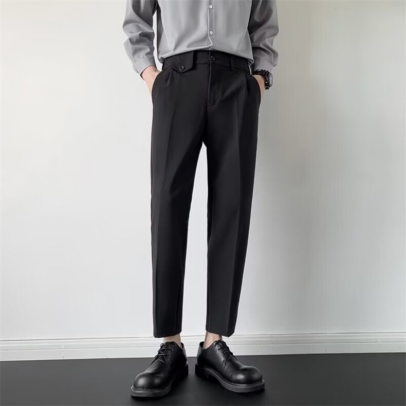 西裤男夏季轻熟风韩版修身小直筒休闲裤免烫九分裤子A508,男装休闲裤,星座1116A-2（原606A-1）