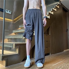夏季新款冰丝透气百搭高级垂感宽松休闲裤B315-K24141-特p40控78，男装休闲裤，电商B315