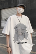 B239-1099-P25美式柳钉人像印花夏季高街重磅落肩袖短袖T恤男，男装T恤，星座514-2(原B239)