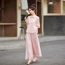 新中式国风阔腿裤裙女2025夏新款时尚洋气减龄遮肉防晒，女装防晒衣，水衣源