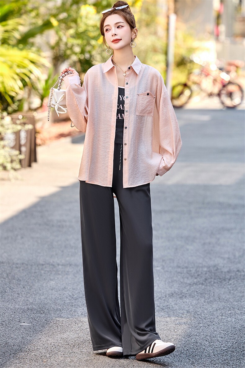 2025夏季新款防晒阔腿裤三件套,女装套装/套裙,奕可儿