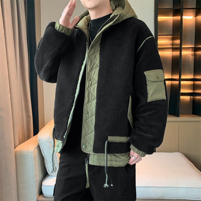 情侣棉服男士加绒加厚拼接工装保暖羊羔毛冬装外套M021-P125,男装棉衣,星座308B-2