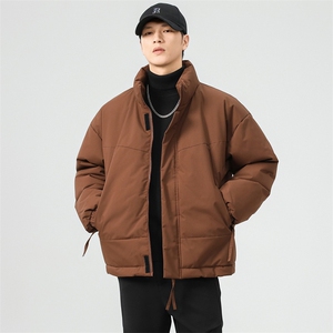 现货美式高街休闲夹克冬季立领纯色三防户外工装加厚棉服外套图片