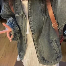 美式复古小个子牛仔外套女可甜可盐做旧拉链漂亮百搭夹克上衣显白，男装夹克，星座506A