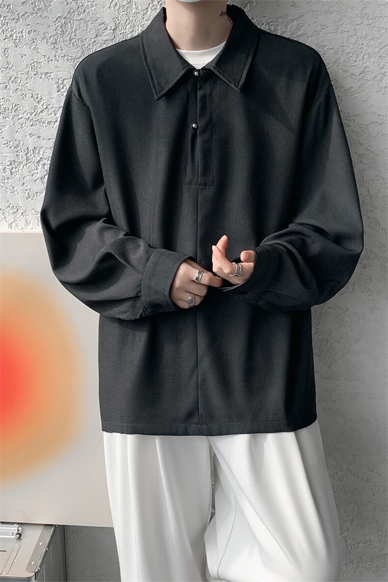 男士春秋免烫新中式男装套头衬衣男士短袖POLO衬衫男款休闲上衣,男装T恤,电商B319