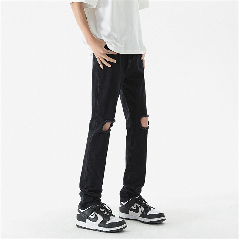 破洞牛仔裤修身B342-K7037-P60控78,男装牛仔裤,电商B342