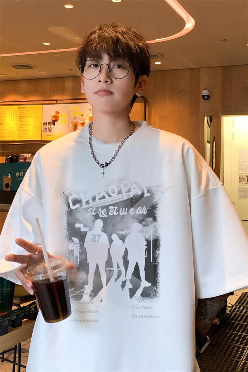 ！版权！2025夏季新款男士麂皮绒短袖T恤情侣半袖TL2455特P19,男装T恤,电商B220