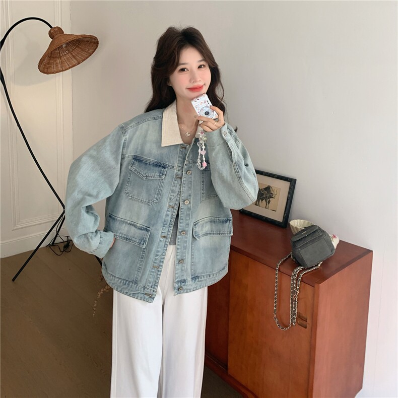 春季新款撞色牛仔休闲外套2c307-901p165k268,女装短外套,2C307