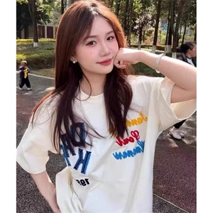短袖t恤女夏季宽松小众设计感潮牌ins半袖重工上衣服 TDC015图片
