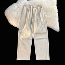 冰丝速干裤子男垂感阔腿休闲长裤复古潮牌宽松抽绳束脚裤~K1293，男装休闲裤，星座601-1