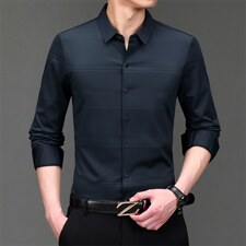 秋季薄款长袖休闲格子衬衫男中年宽松爸爸装衬打底ZLCK-8015-P100图片