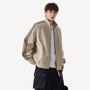 立领开衫夹克男2026新款拉链卫衣条纹运动休闲外套JK02567-P75图片