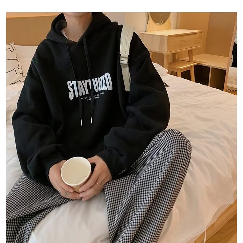 美式字母设计连帽卫衣男士卫衣秋冬内搭叠穿连帽卫衣青少年外套,女装短外套,星座715-4
