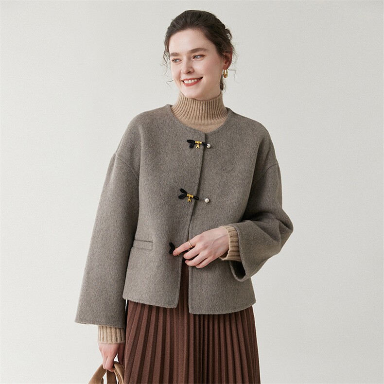 双面呢羊毛大衣女短款2025秋冬韩版新款赫本风外套，女装双面呢大衣，优远毛呢大衣