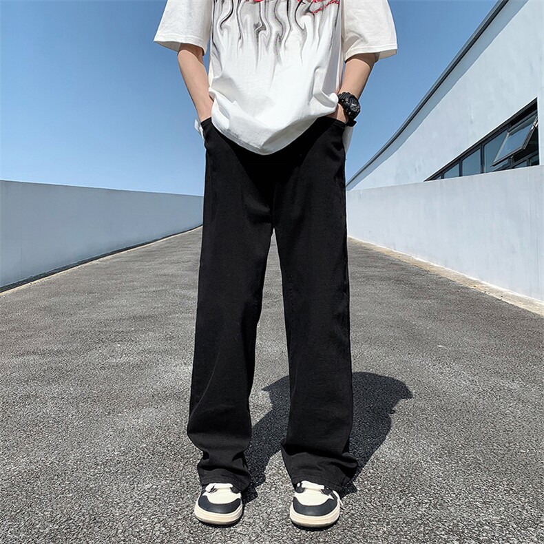 美式高街潮牌裤子男直筒百搭开叉排扣显瘦微喇长裤N01037-P40,男装牛仔裤,星座308B-1