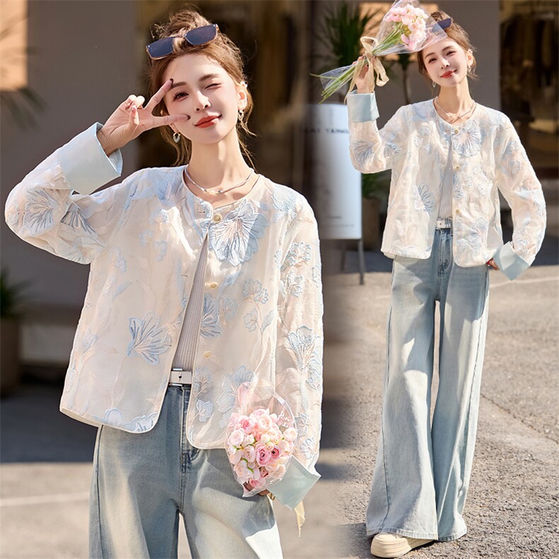 开春轻薄外套女2026夏新款超好看新中式国风小香风短款白色防晒衣，女装短外套，众宇琦