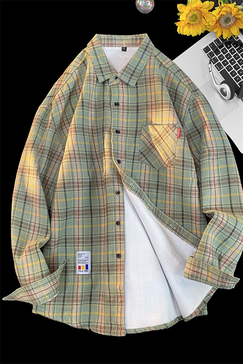 24年冬季加绒加厚格子衬衫长袖现货衬衫DS-C323-1-JR2109-P45,男装衬衫,电商C323-1