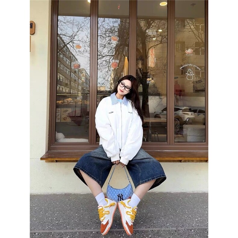美式复古街头外套女设计感小众棒球服春秋季潮宽松拼接飞行夹克,男装夹克,星座218-1（原230）