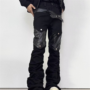水洗做旧cleanfit牛仔裤男微喇弯刀vibe显瘦黑色裤子AM3194P75