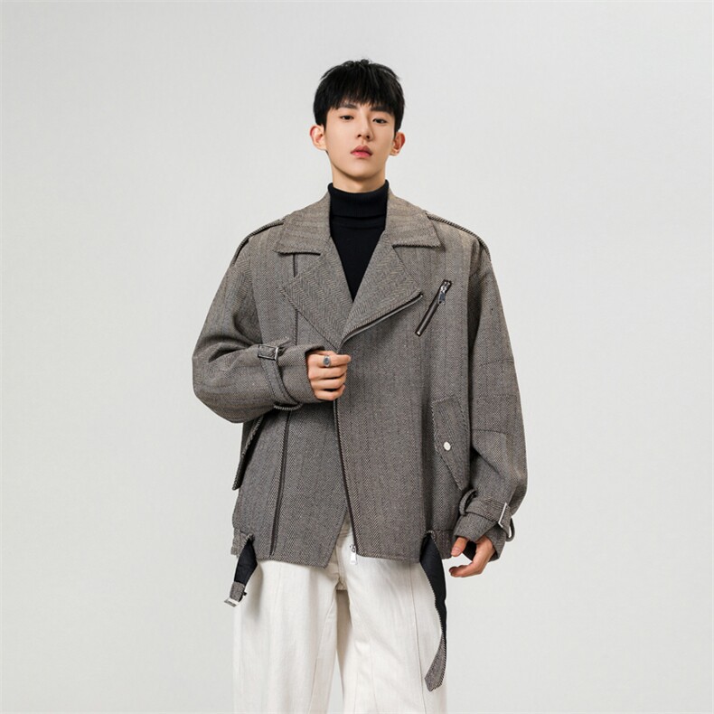 毛呢大衣男短款老钱风高级感呢子外套秋冬潮牌宽松痞帅FY217，男装毛呢大衣，星座903-1