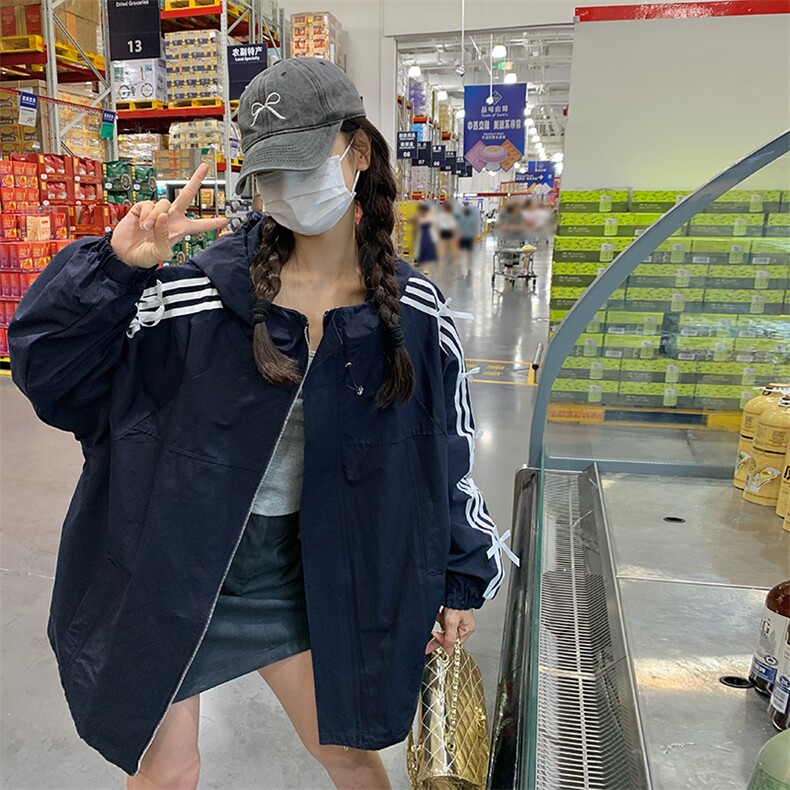 【新款】休闲连帽蝴蝶结冲锋衣外套,女装短外套,2C283
