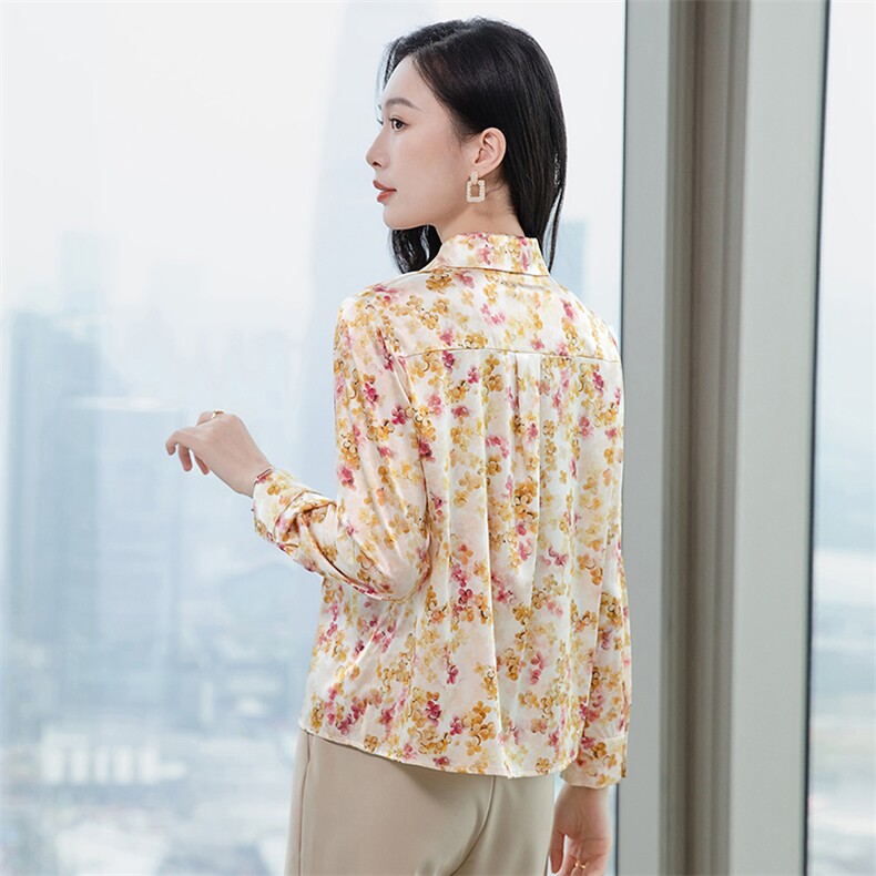 轻奢真丝衬衫女长袖2026春装品牌印花妈妈重磅真丝上衣小衫衬衣,女装衬衫,阿舍尔精品