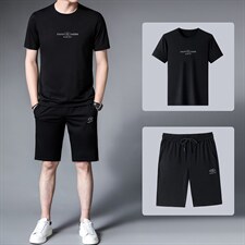 中老年运动套装男夏季短袖短裤运动服时尚休闲polo衫爸爸夏装套装，男装T恤，电商B212（原钱塘6029）