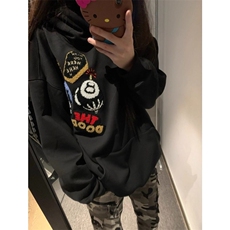 春秋冬新款刺绣字母美式连帽套头宽松百搭卫衣男女潮情侣装WY9022，男装卫衣，星座601-1