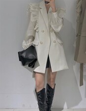 荷叶边西装裙外套，女装西装，驿谷