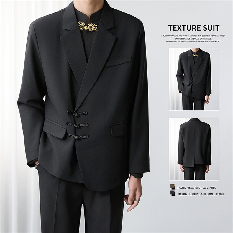 新中式立领民族风中山装衬衫男风痞帅结婚订婚新郎潮牌唐装衬衣，男装民族服装，星座601-1