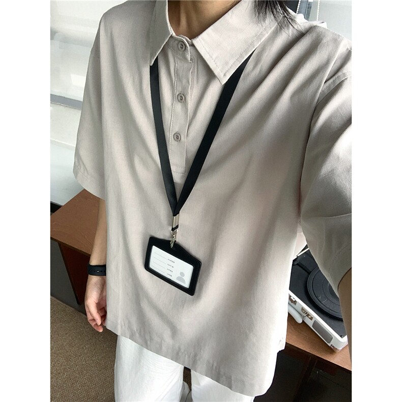 高品质老钱风亚麻男士polo衫短袖衬衫领T恤夏装宽松半袖S433-特32，男装Polo衫，电商A233-1