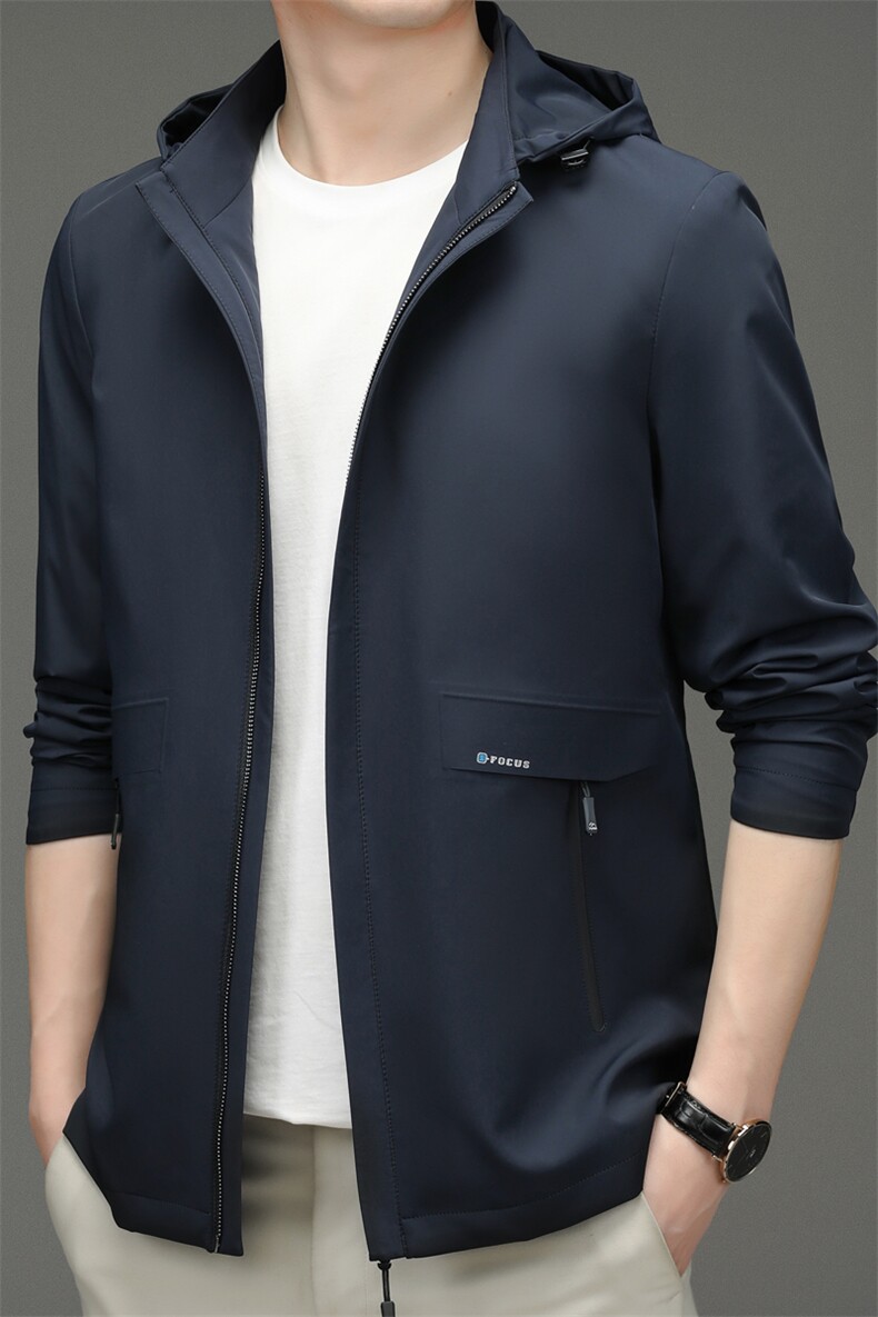 2023秋季新款连帽夹克男商务休闲时尚薄款外套男士春秋上衣男装,男装夹克,电商B212（原钱塘6029）