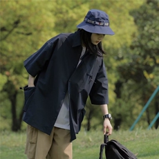 夏季户外机能工装短袖衬衫男女大口袋情侣休闲衬衣CK629，男装衬衫，星座1116A-1（原606A）