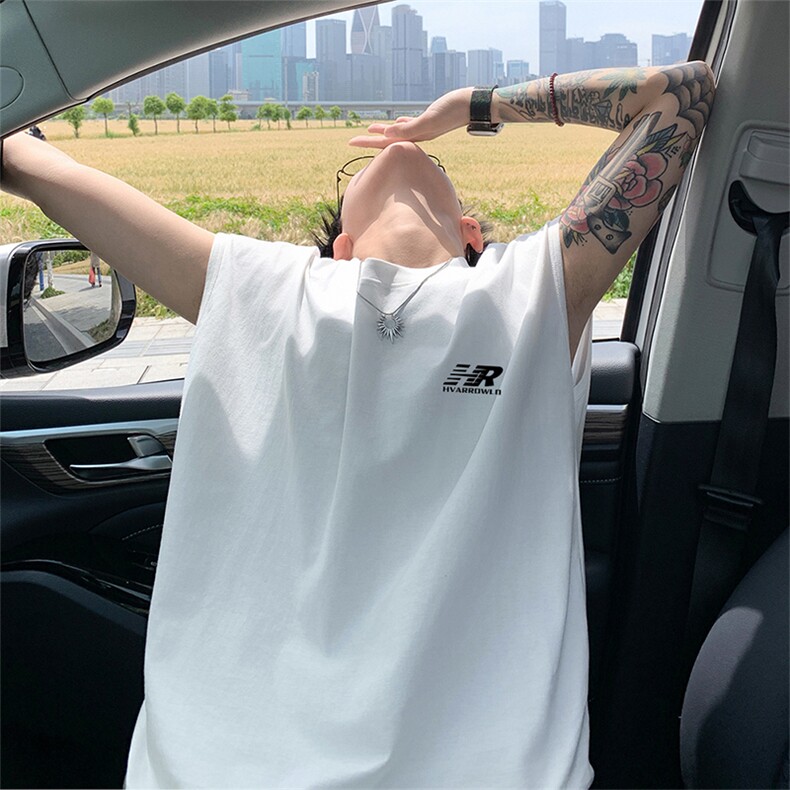 可48小时发货支持抖音得物来样二开240克重磅美式纯棉背心无袖t恤图片