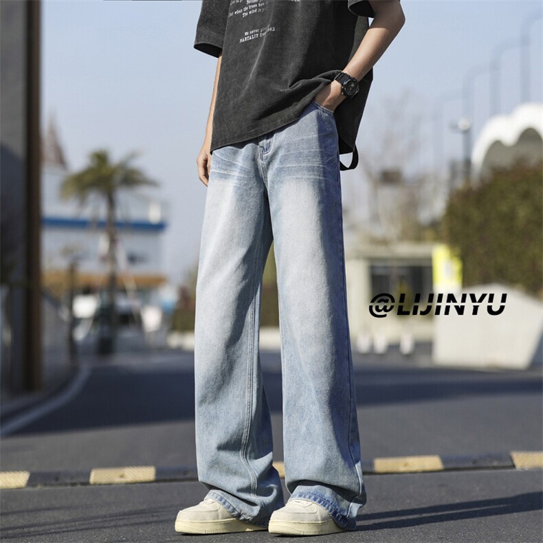 高街潮牌长裤坠感时尚休闲百搭拖地牛仔裤 K810-特批50控价89图片