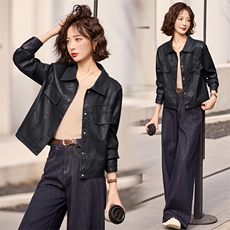 2025年春季现货时尚潮流女装精品皮衣外套，女装皮衣，1C078
