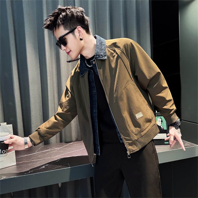 J9299-P118控158春秋季时尚男假件叠穿牛仔拼接外套2025新款男装,男装工装外套,星座102A（原电商D309-1）