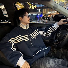 F639P70撞色户外夹克男秋高街潮牌复古外套小众宽松休闲立，男装夹克，星座512-6