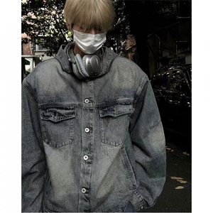 1506A/GJ440/P80复古连帽牛仔夹克男女春秋图片