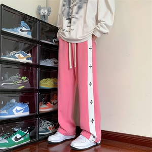 KP730 P40美式潮流休闲裤男港风宽松直筒拖地裤束脚裤卫裤图片
