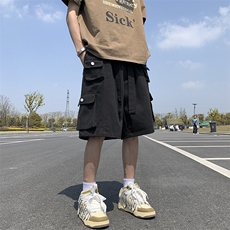 大码宽松多口袋工装裤休闲裤短裤五分裤A014-DY2356-P60控78，男装休闲裤，电商A014