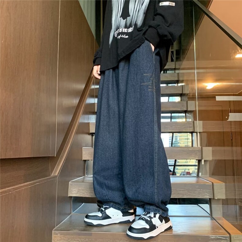 潮牌复古水洗牛仔裤男春款宽松直筒百搭阔腿裤子1291-P46,男装牛仔裤,星座910-5
