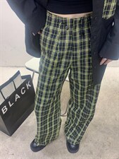 超显腿长格纹裤，其它，Alissa Lin