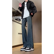 抖音品质得物现货牛仔裤秋冬款男女同款微喇裤XZ610A-特P45-控78，男装牛仔裤，星座610A
